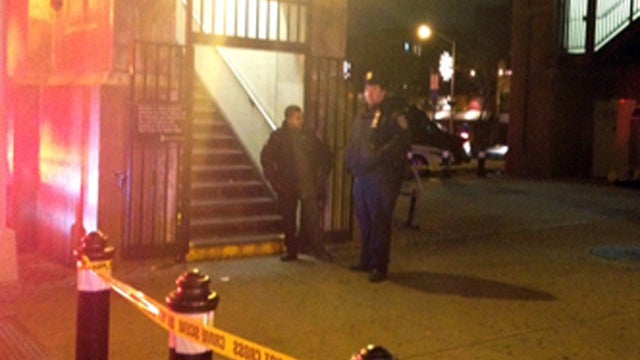 Scene outside NYC subway station where man was pushed to his death onto tracks in front of oncoming train on night of Dec. 27, 2012, according to police, in the city's second such incident this month. 