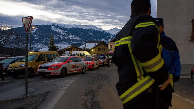 Police patrol the village of Daillon, Switzerland, after a shooting  