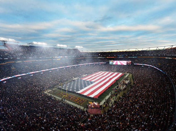  An American Flag is displayed prior to the NFC Wild Card Playoff Game between the Washington Redskins and the Seattle Seahawks at FedExField on January 6, 2013 in Landover, Maryland. 