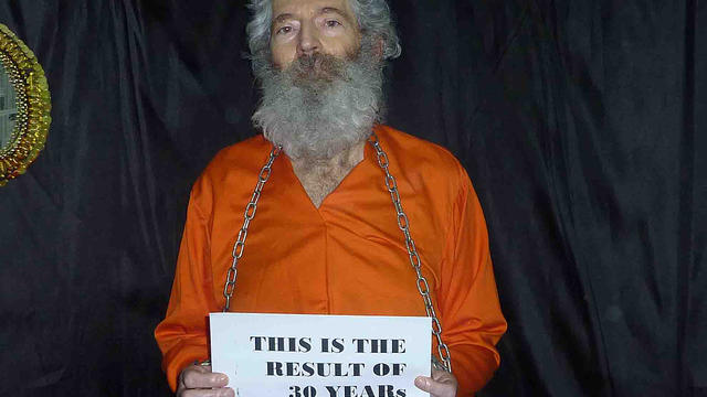 Retired FBI agent Robert Levinson seen captive in this undated photograph.undated 