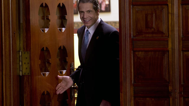 New York Gov. Andrew Cuomo arrives to a news conference announcing an agreement with legislative leaders on New York's Secure Ammunition and Firearms Enforcement Act in the Red Room at the Capitol on Monday, Jan. 14, 2013, in Albany, N. 