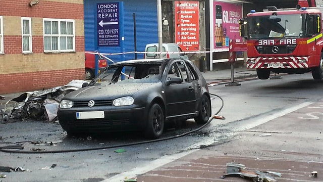 London Fire Brigade posted this photo on its Twitter account after a helicopter crash in the Vauxhall area 