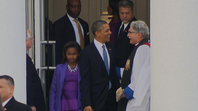 Obamas leave church on Inauguration Day 