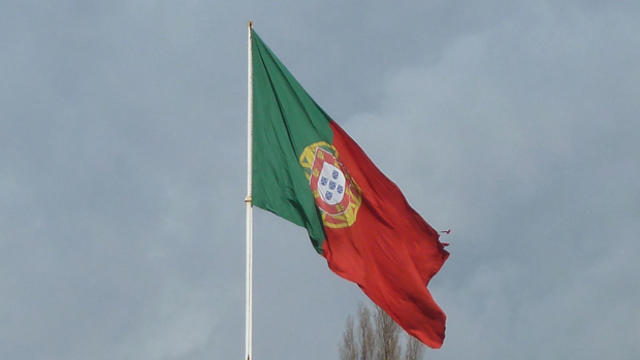 Flag of Portugal waves in Lisbon 