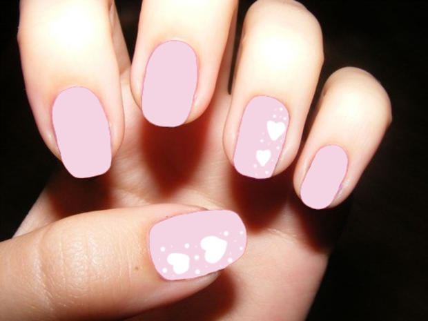 pink hearts nails 