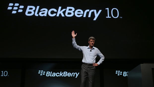 RIM CEO Thorsten Heins speaks on September 25, 2012, during the BlackBerry Jam 2012 conference in San Jose, Calif. 