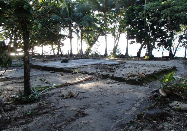 What's left of a property after a 5 foot-tsunami hit the Solomon Islands Wednesday, February 5, 2013. 