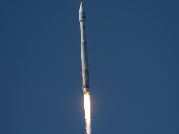 The United Launch Alliance Atlas V rocket with the LDCM spacecraft onboard lifts off the launch pad at Vandenberg Air Force Base in California. 