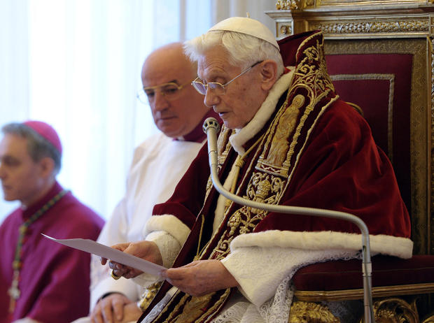 Pope Benedict XVI announces his pending resignation at the Vatican 