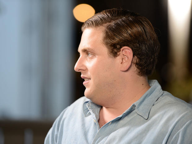Actor Jonah Hill during an interview with CBS News before his photo sho 