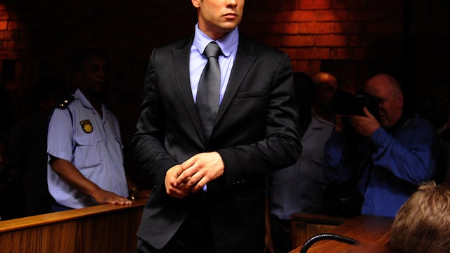 South African Olympic sprinter Oscar Pistorius appears at Pretoria Magistrate's Court Feb. 21, 2013. 