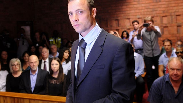 Olympic athlete, Oscar Pistorius , in court Friday Feb. 22, 2013 in Pretoria, South Africa, for his bail hearing charged with the shooting death of his girlfriend, Reeva Steenkamp.  