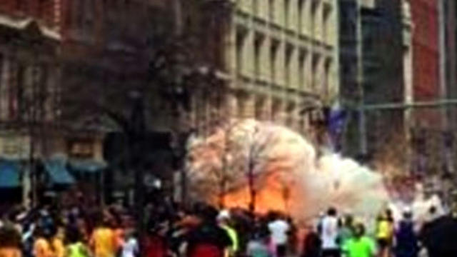 Scene at moment of Boston Marathon explosion 