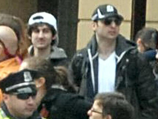 "Suspect 1" and "Suspect 2" in the Boston Marathon bombings, as identified by the FBI 