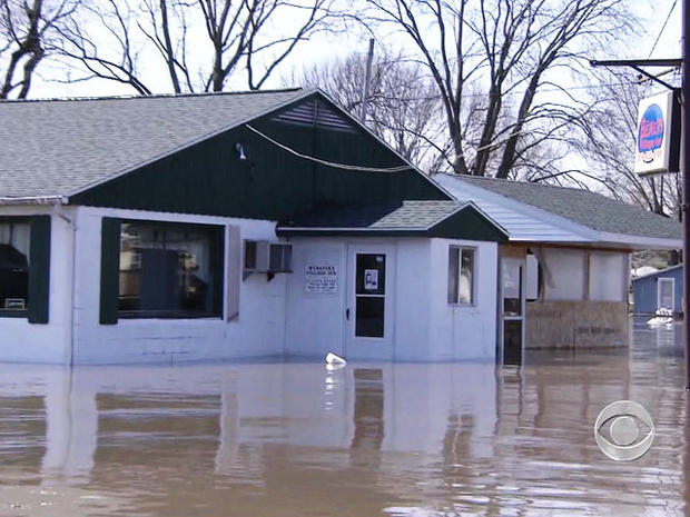 Forty-five homes in small town of Spring Bay, Ill., are under water. 