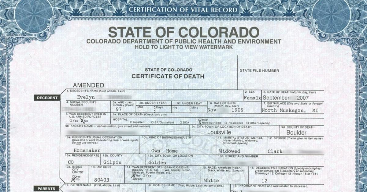 Tri County Health Department Loses 91 Death Certificates Cbs Colorado