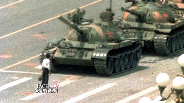 The iconic image of the Tiananmen Square protests in 1989. 