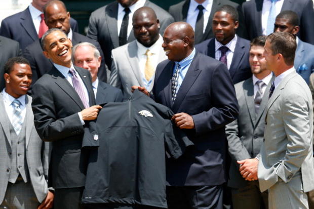 Obama Welcomes Super Bowl Champion Baltimore Ravens To White House 