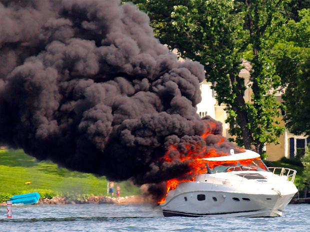 Boat Fire on Lake Minnetonka 
