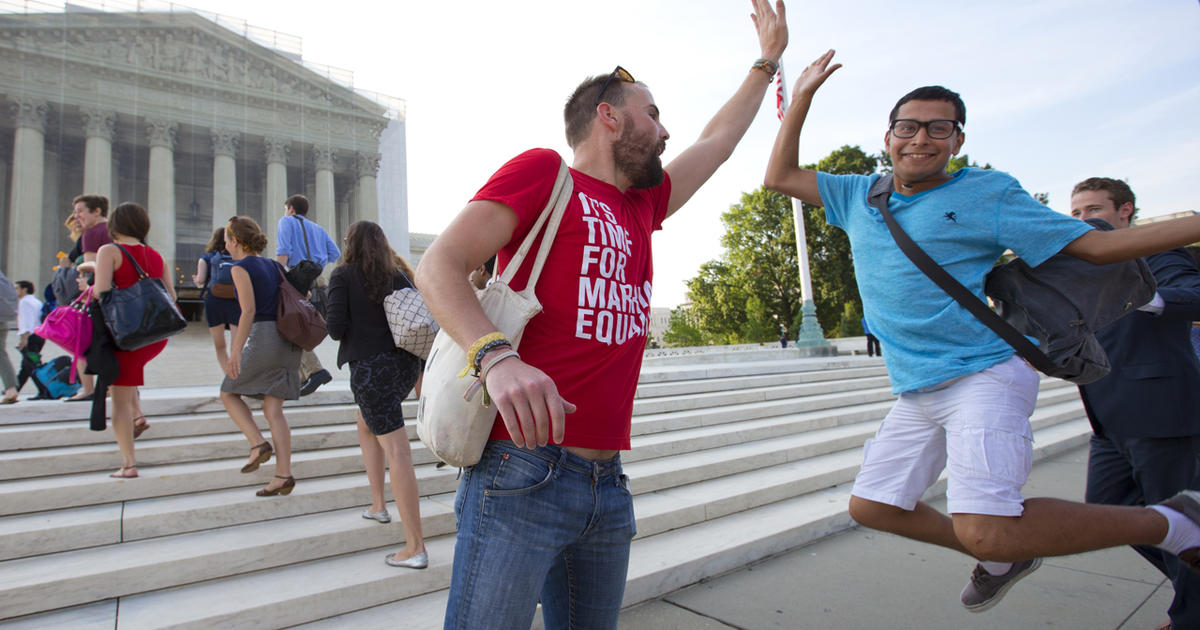 Same Sex Marriage Supporters Celebrate Supreme Court Rulings Cbs News 