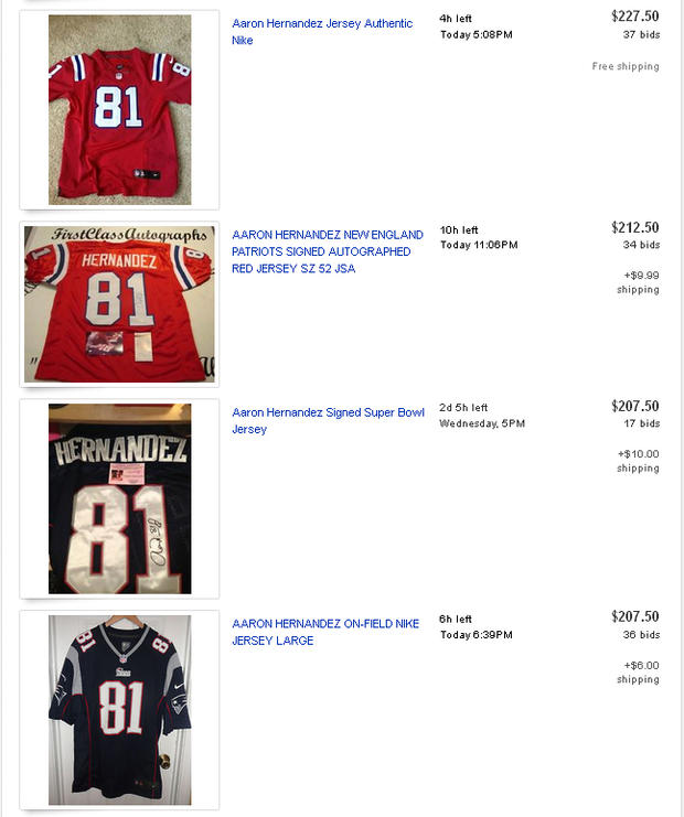 Aaron Hernandez jerseys eBay 