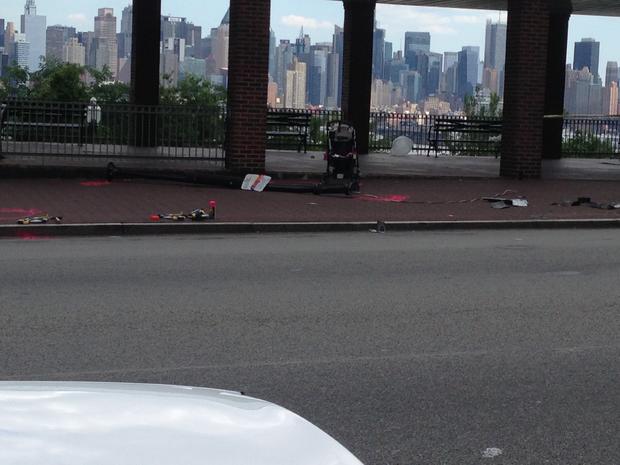 Baby stroller at the scene of a fatal West New York crash 