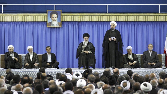 Hasan Rouhani, Ayatollah Ali Khamenei, Mahmoud Ahmadinejad, Ali Larijani, Akbar Hashemi Rafsanjani, Sadeq Larijani, Ahmad Jannati 