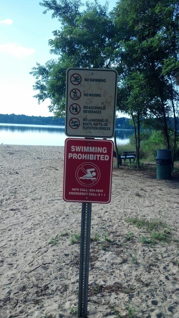 Swimming Prohibited sign at Lake Ronkonkoma 