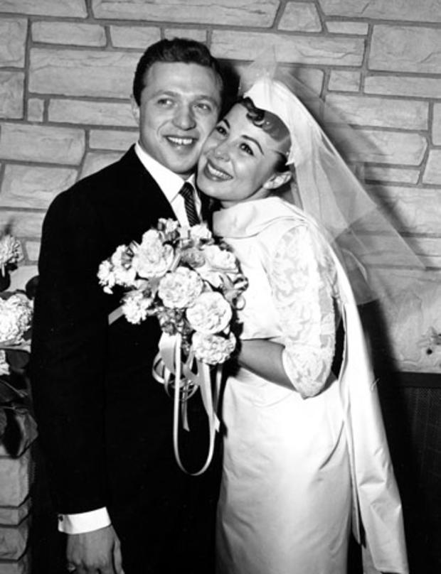 Eydie Gorme and Steve Lawrence, both 22,  on their wedding day in Las Vegas, Dec. 29, 1957 