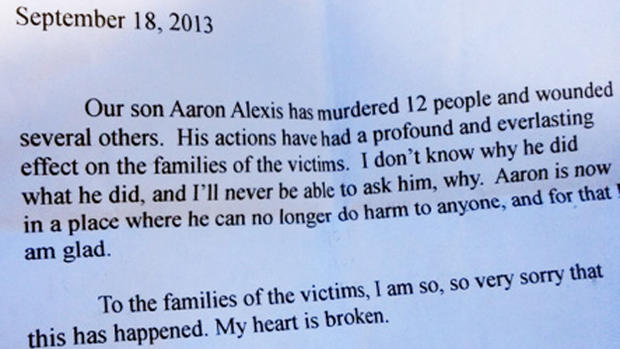 Note From Mother Of Aaron Alexis 