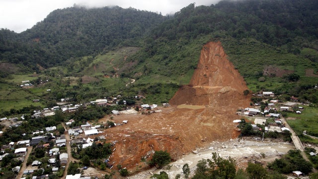 Aerial view of the landslide that buried part of La Pintada village 