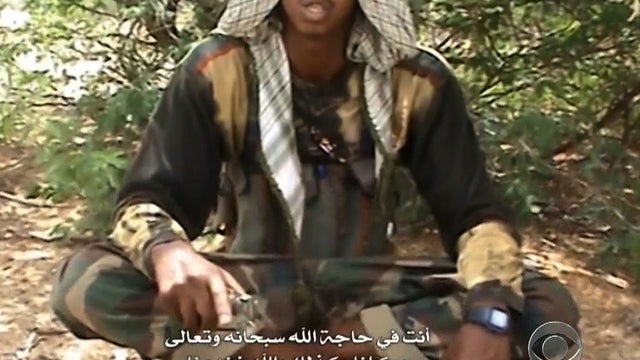 An English-speaking operative of Somali terror group al-Shabab is seen in an Internet recruitment video. 