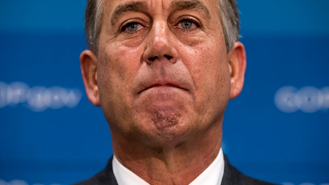 House Speaker John Boehner of Ohio is seen at a press conference on Capitol Hill in Washington Sept. 26, 2013, after a closed-door strategy session. 
