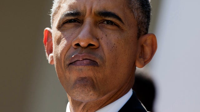 President Obama pauses while speaking in the Rose Garden of the White House in Washington Oct. 1, 2013, about the government shutdown. 