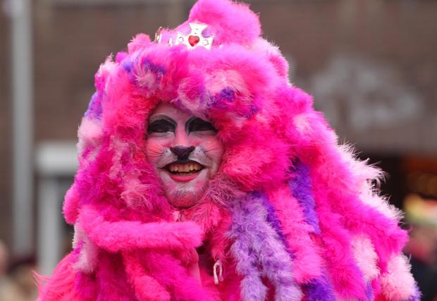 A carnival enthousiast celebrates on Nov 