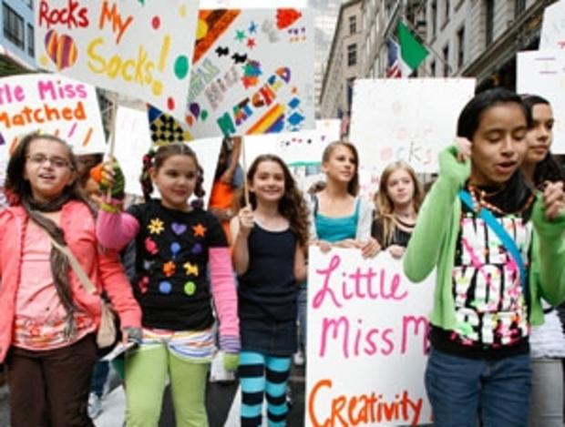 LittleMissMatched fans parade down New York's Fifth Avenue. 
