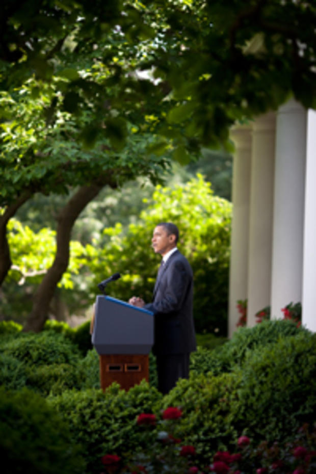 Obama speaking in the White House Rose Garden (Source: White House/Flickr Creative Commons) 