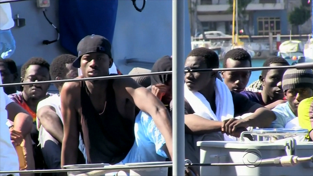 The U.S. Navy rescued 128 migrants who were crowded onto a rickety boat in the Mediterranean Sea.  