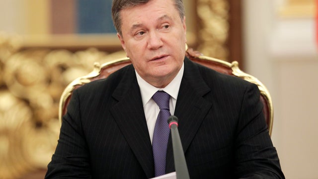 Ukraine's President Viktor Yanukovych speaks during news conference. 