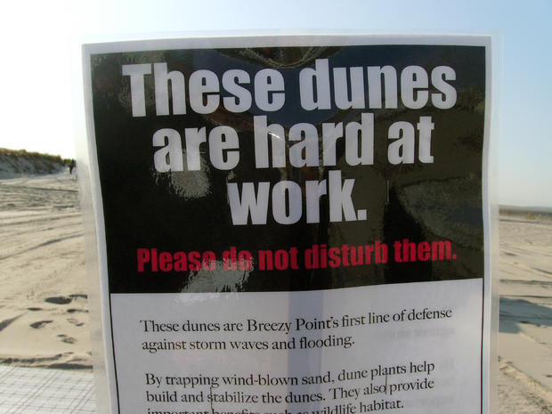 Sign on the beach in Breezy Point 