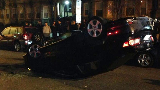 Car flipped over 