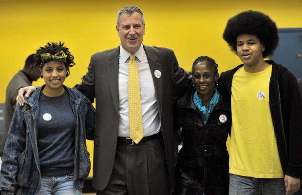 New York City Mayoral Candidate Bill de Blasio Casts His Vote In Election 