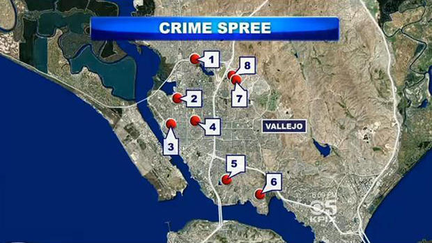 Vallejo Robbery Spree Map 