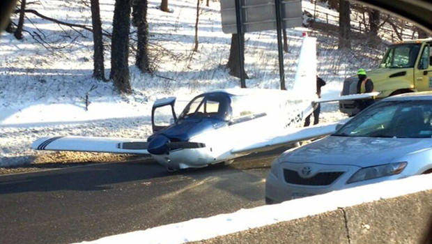 A small plane made an emergency landing on the Major Deegan Expressway in the Bronx borough of New York Jan. 4, 2014. 