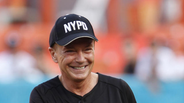 Actor David Cassidy is seen after throwing out a ceremonial first pitch before a baseball game between the Florida Marlins and the Houston Astros in Miami July 9, 2011. 