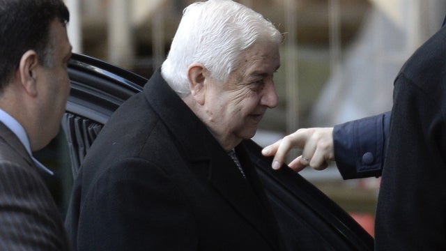 Syriam Foreign Minister and head of the Syrian government delegation Walid Muallem arrives at U.N. headquarters to meet U.N.-Arab League envoy for Syria 