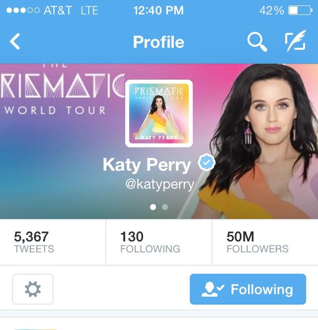 Katy Perry most followed Twitterer 