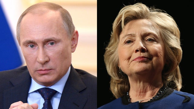 Vladimir Putin and Hillary Clinton split image 