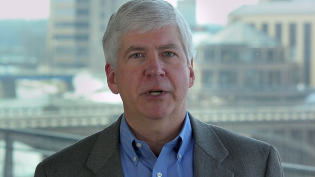 Gov. Rick Snyder, R-Mich., delivers the weekly Republican address March 22, 2014. 