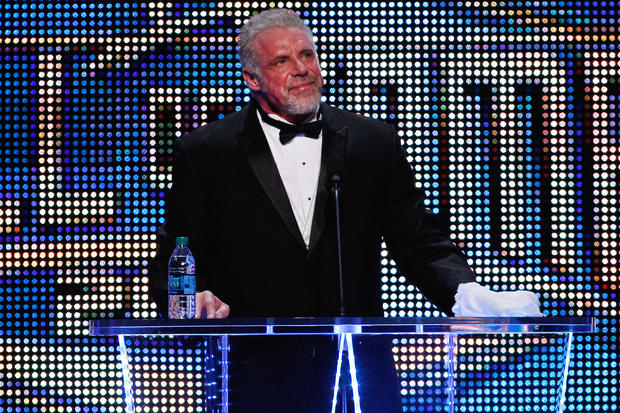 The Ultimate Warrior speaking during WWE Hall of Fame Induction at the Smoothie King Center in New Orleans on April 5, 2014 